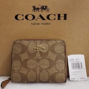 COACH SMALL ZIP AROUND WALLET IN SIGNATURE CANVAS